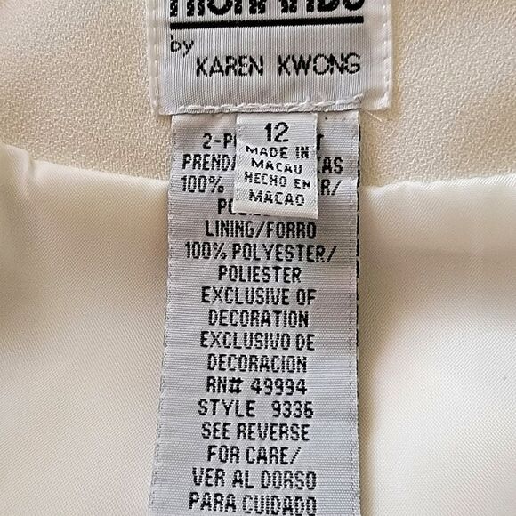 #164  R&M RICHARDS By KAREN WONG, IVORY EMBROIDERED JACKET& LONG SKIRT.Sz.12 - Picture 9 of 15